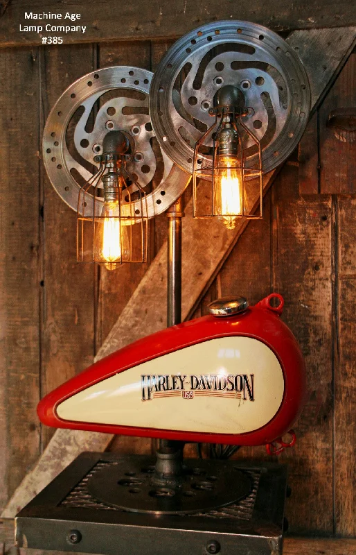 Industrial Area Lighting for Large Open SpacesSteampunk Industrial Lamp, Harley Davidson Motorcycle Gas Tank #385 - SOLD