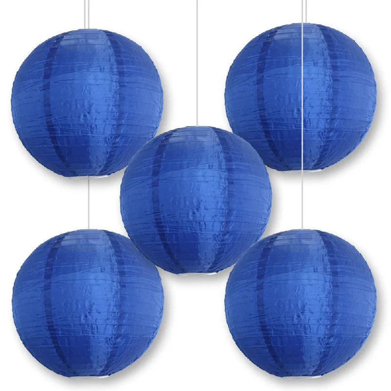 Edison light bulbs for barn lighting5-PACK 24" Navy Blue Shimmering Nylon Lantern, Even Ribbing, Durable, Hanging