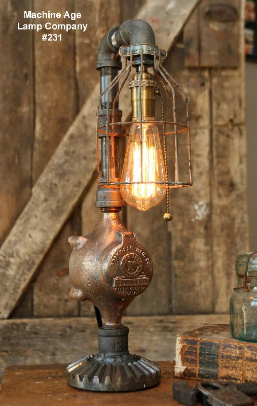 Dimmable Industrial Lighting for Ambiance ControlSteampunk Industrial Lamp, Steam Gauge  #231 - sold