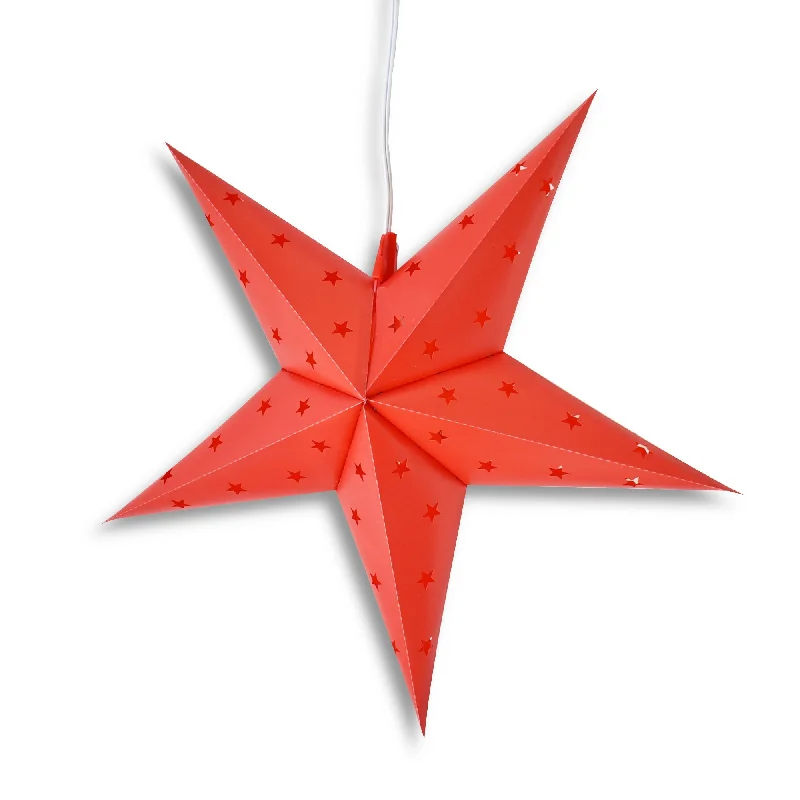 40 watt equivalent Edison light bulbs24" Red Weatherproof Star Lantern Lamp, Hanging Decoration