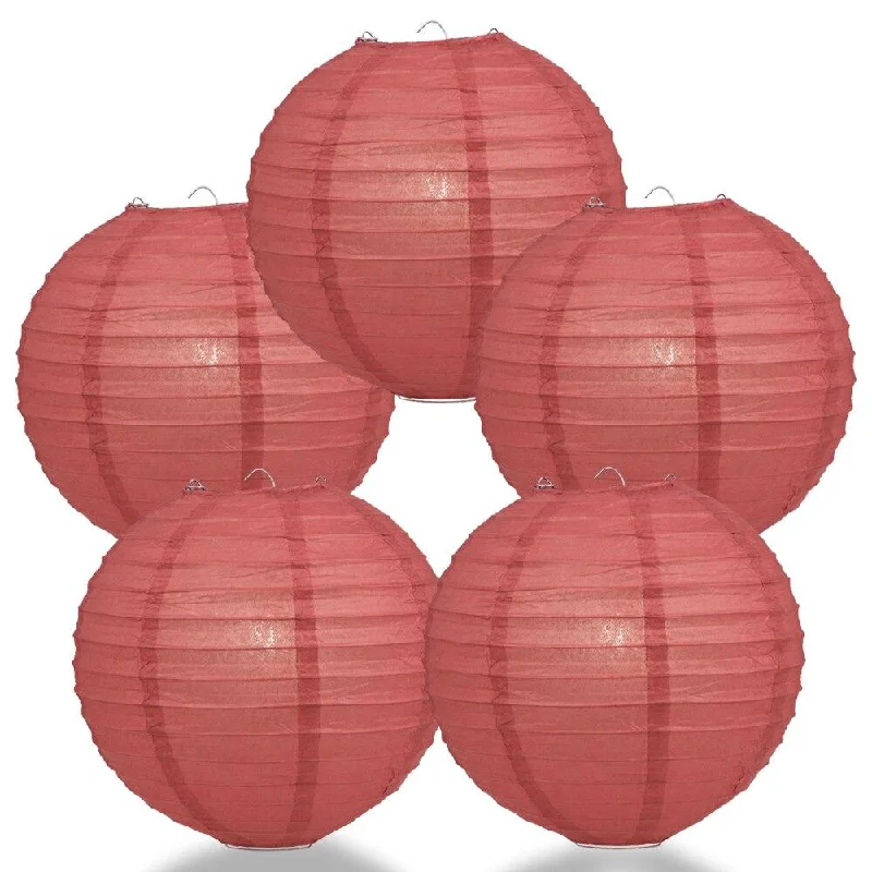 Edison light bulbs for DIY projects5-PACK 14" Marsala / Burgundy Wine Round Paper Lantern, Even Ribbing, Chinese Hanging Wedding & Party Decoration