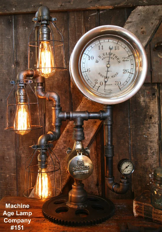 Industrial Lighting for Electronics ManufacturingSteampunk Lamp Brass Steam Gauge - #151 - SOLD