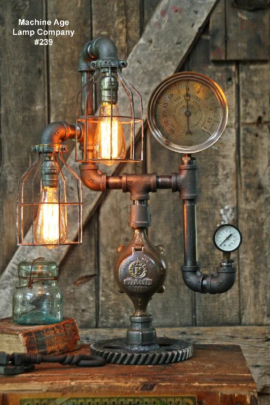 Industrial Lighting for Woodworking FactoriesSteampunk Industrial Lamp, Steam Gauge #239 - SOLD