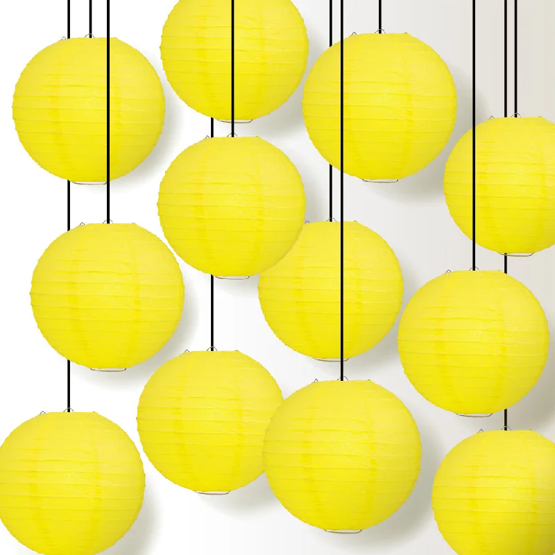 Edison light bulbs for chandeliersBULK PACK (12) 42" Yellow Jumbo Round Paper Lantern, Even Ribbing, Chinese Hanging Wedding & Party Decoration