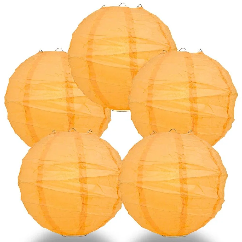 Small size Edison light bulbs5-PACK 24" Papaya Round Paper Lantern, Crisscross Ribbing, Chinese Hanging Wedding & Party Decoration