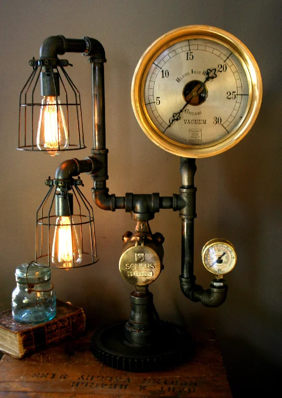 Low - Bay Industrial Lighting Fixtures for Small FactoriesMachine Age Steampunk Steam Gauge Lamp  #44 -SOLD