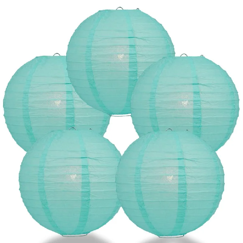 Edison light bulbs for chandeliers5-PACK 24" Water Blue Round Paper Lantern, Even Ribbing, Chinese Hanging Wedding & Party Decoration