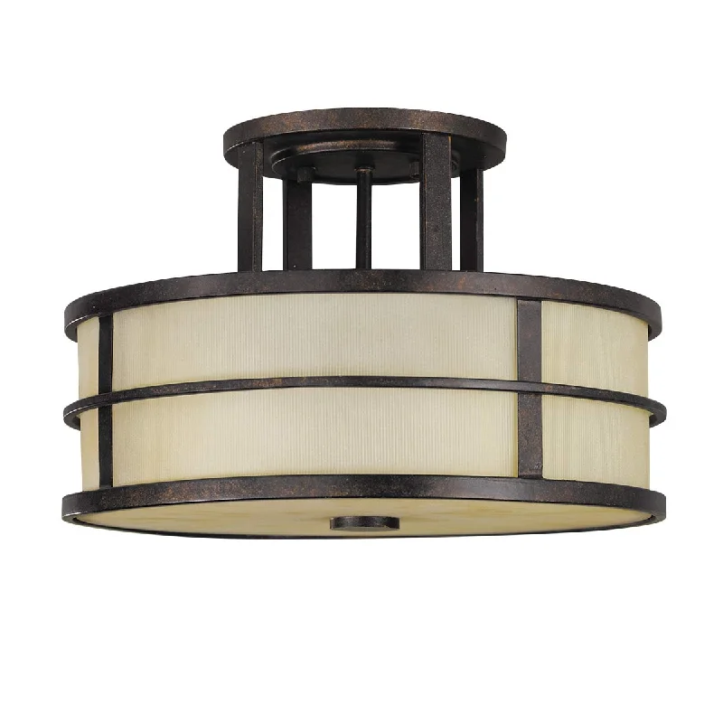 Industrial - style track lighting for loftsFusion 3 Light Semi-Flush - Grecian Bronze/Painted Natural E27