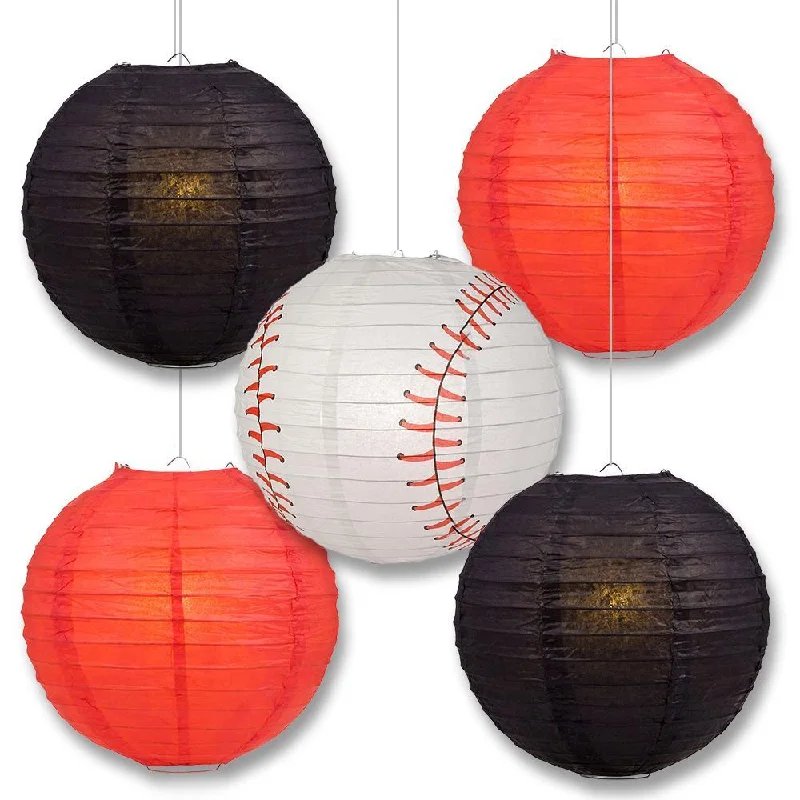 Replaceable filament Edison light bulbsArizona Pro Baseball 14-inch Paper Lanterns 5pc Combo Party Pack - Black & Red