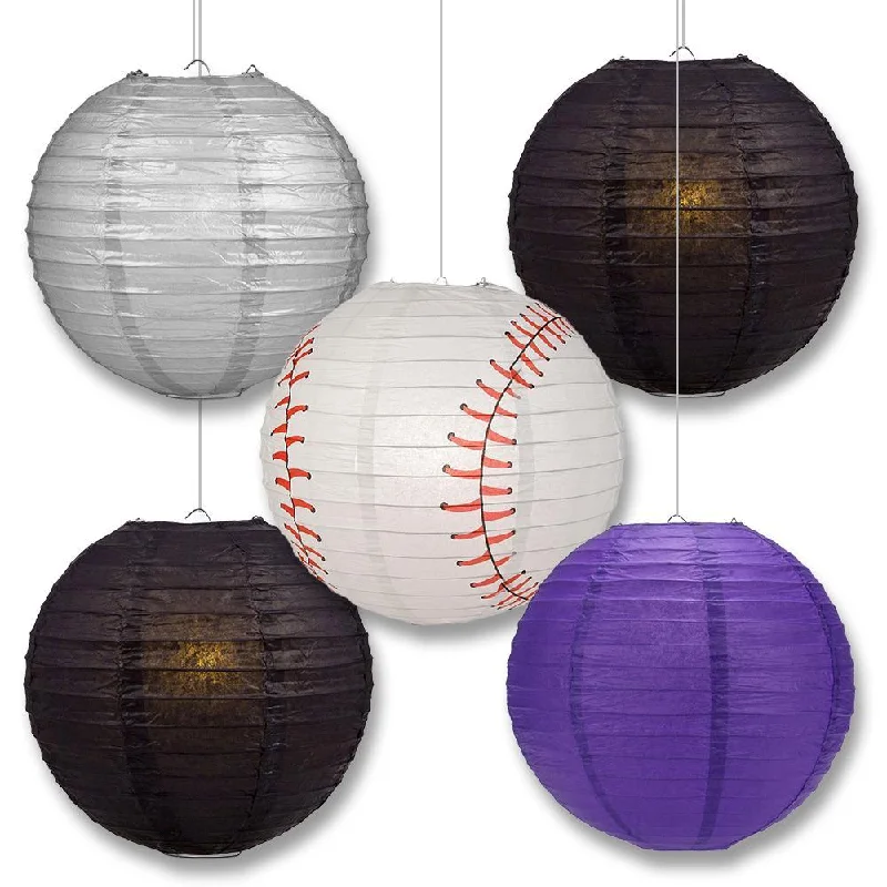 Nickel plated base Edison light bulbsColorado Pro Baseball 14-inch Paper Lanterns 5pc Combo Party Pack - Purple, Black & Silver