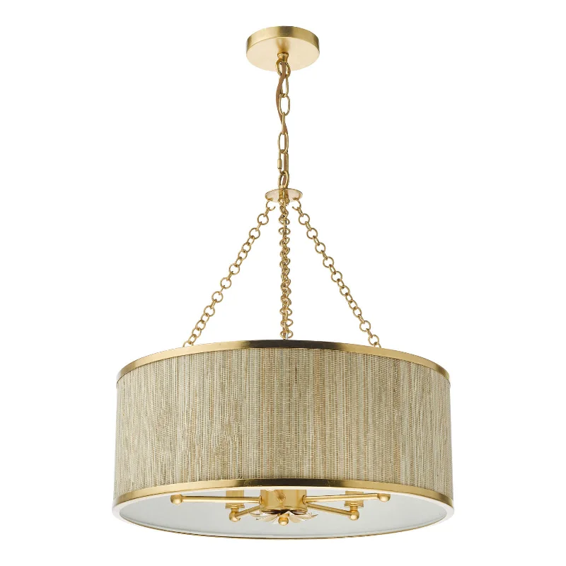 Track lighting for highlighting bookcasesFenella 5/8Lt Pendant Gold Leaf and Seagrass Shade