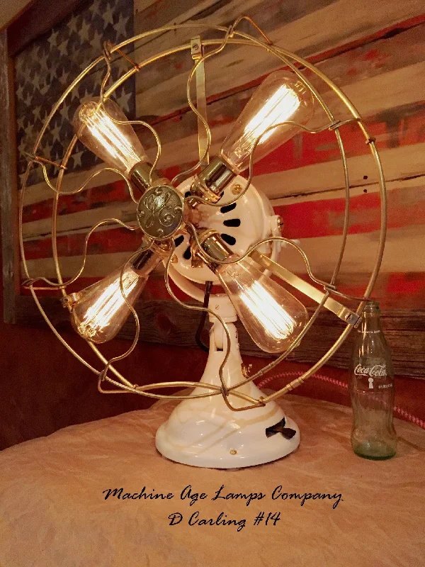 Industrial Lighting for Woodworking FactoriesSteampunk Industrial 1916 General Electric Fan Lamp with Brass Cage, DC14 sold