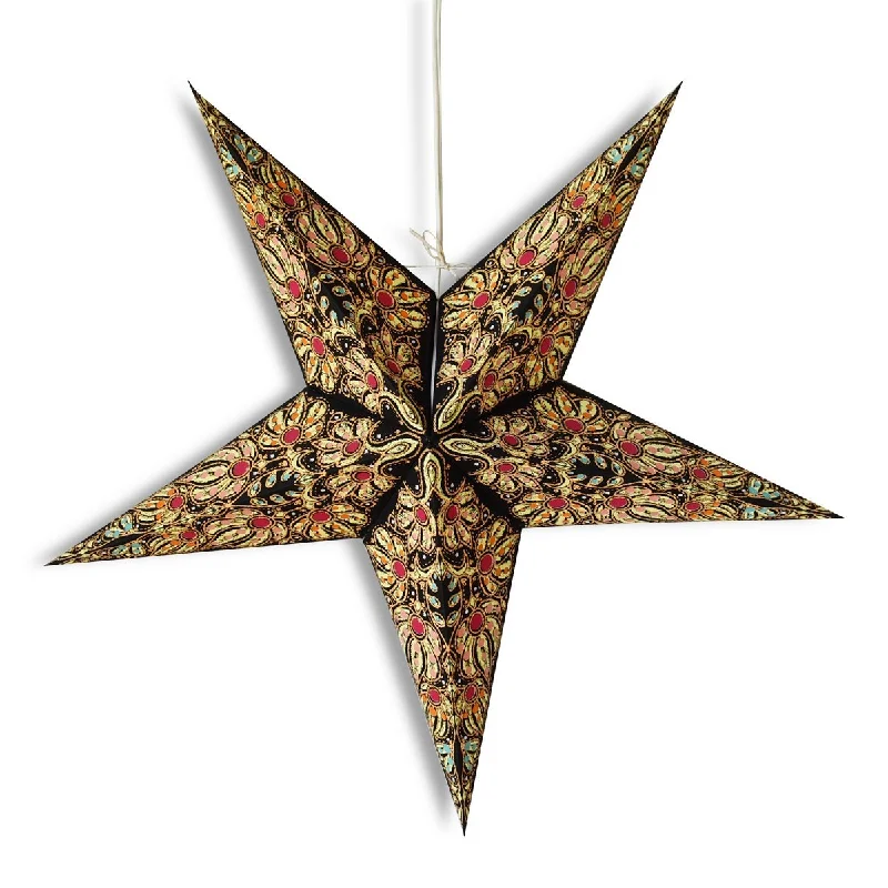 Mercury glass Edison light bulbs24" Black / Gold Marine Paper Star Lantern, Hanging Wedding & Party Decoration