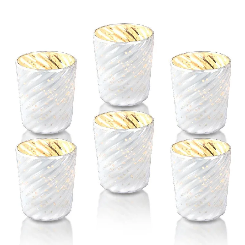 Soft white Edison light bulbsBLOWOUT 6 Pack | Mercury Glass Candle Holders (3-Inch, Grace Design, Pearl White) - for use with Tea Lights - for Home Décor, Parties and Wedding Decorations