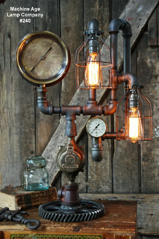 Industrial Lighting for Metal Fabrication ShopsSteampunk Industrial Lamp, Steam Gauge #240 - MTO