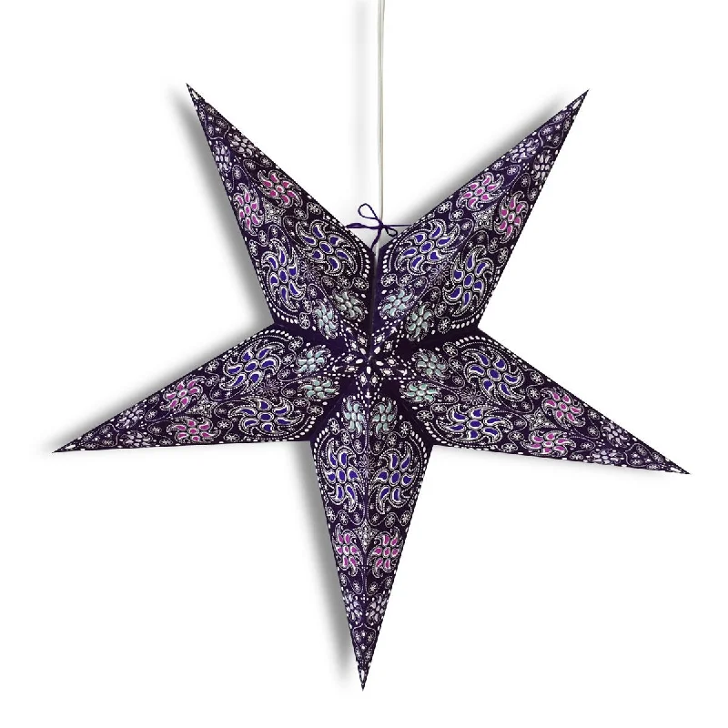 Soft white Edison light bulbs24" Purple Winds Paper Star Lantern, Hanging Wedding & Party Decoration