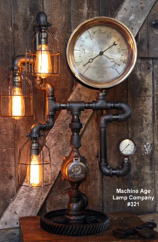 Adjustable Industrial Lighting for Flexible IlluminationSteampunk Industrial Lamp, Steam Gauge  #321 - SOLD