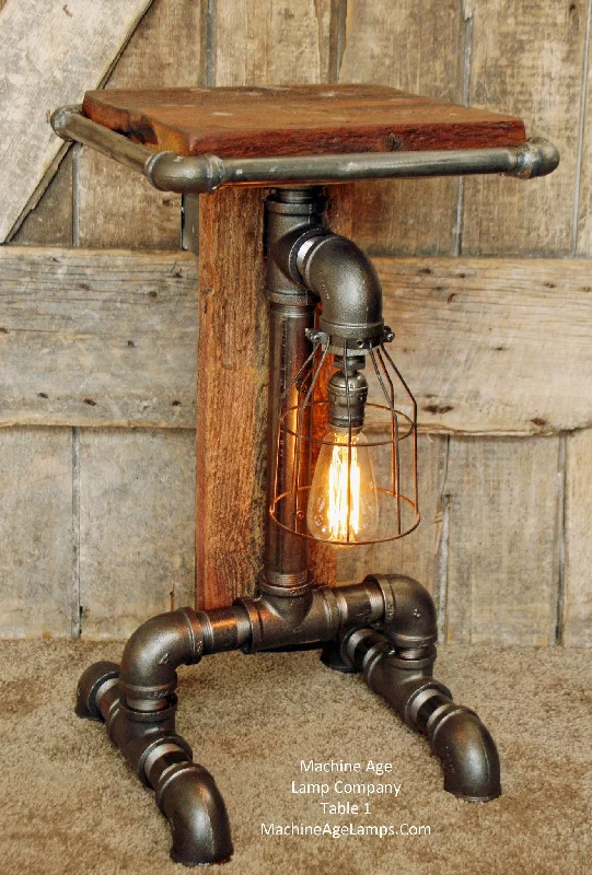 Energy - Efficient Industrial Lighting for Cost - SavingsSteampunk Barn Wood Industrial Table Stand Floor 1