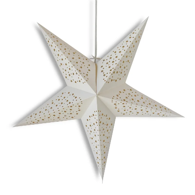 Long lifespan Edison light bulbs24" White 'Thousand Stars' Paper Star Lantern, Hanging Wedding & Party Decoration