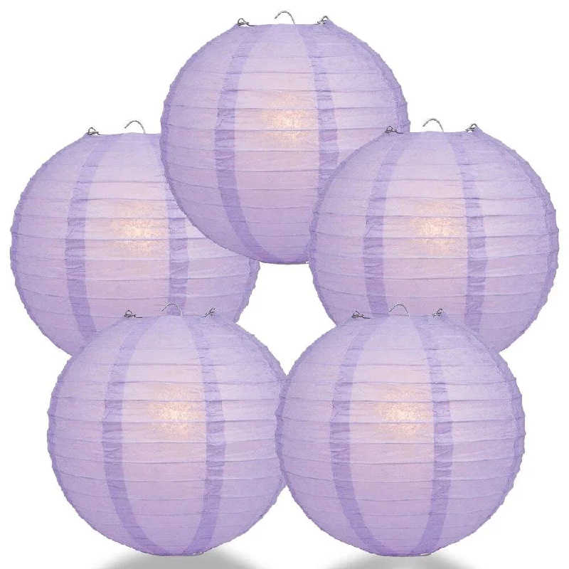 Low wattage Edison light bulbs for ambiance5-PACK 36" Lavender Jumbo Round Paper Lantern, Even Ribbing, Chinese Hanging Wedding & Party Decoration