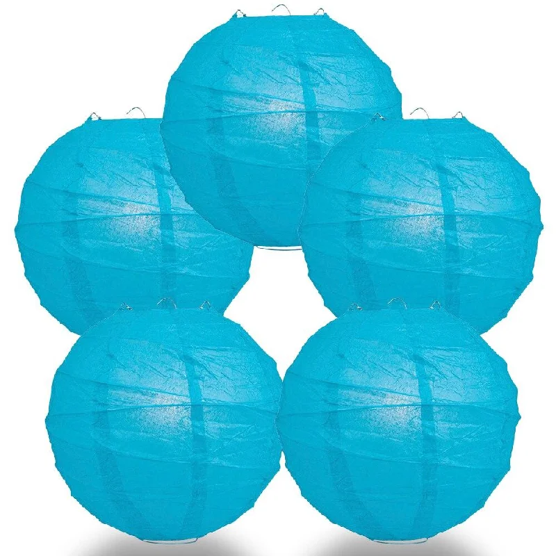 Mercury glass Edison light bulbs5-PACK 8" Turquoise Round Paper Lantern, Crisscross Ribbing, Chinese Hanging Wedding & Party Decoration