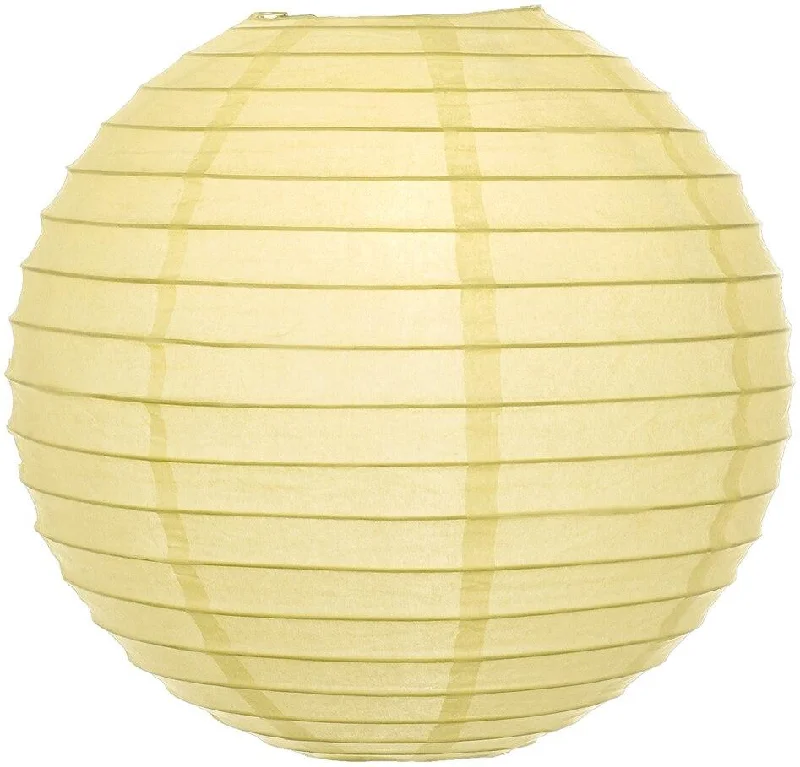 Outdoor rated Edison light bulbs5-PACK 24" Lemon Yellow Chiffon Round Paper Lantern, Even Ribbing, Chinese Hanging Wedding & Party Decoration