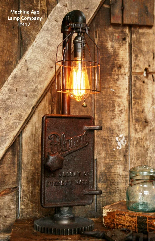 Low - Bay Industrial Lighting Fixtures for Small FactoriesSteampunk Industrial Lamp, Steam, Iron Stove Door  #417 - SOLD