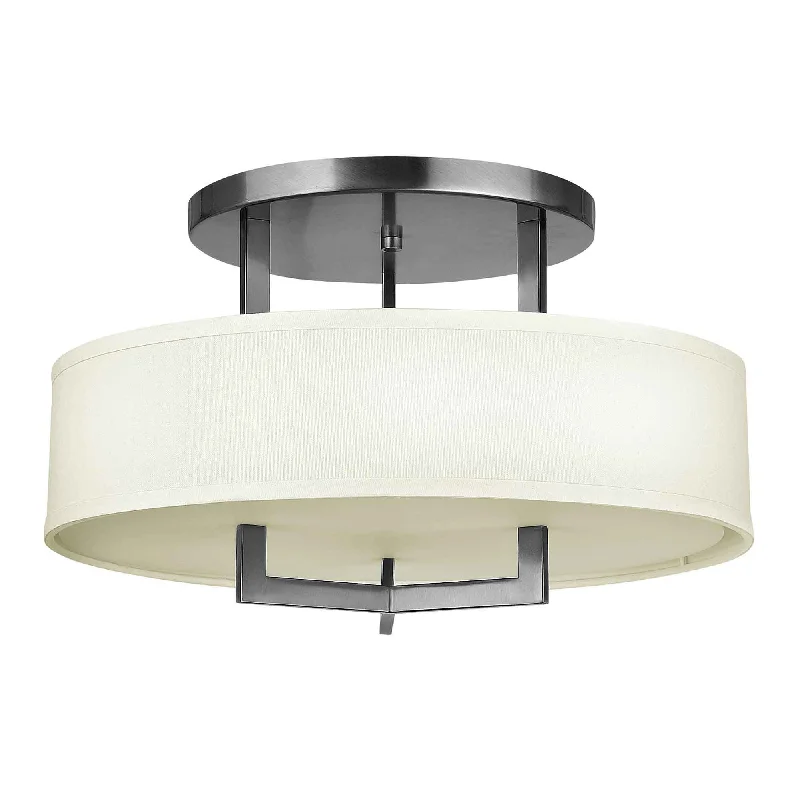 Track lighting for rental propertiesHampton 3 Light Semi-Flush - Antique Nickel, Ivory Shades E27