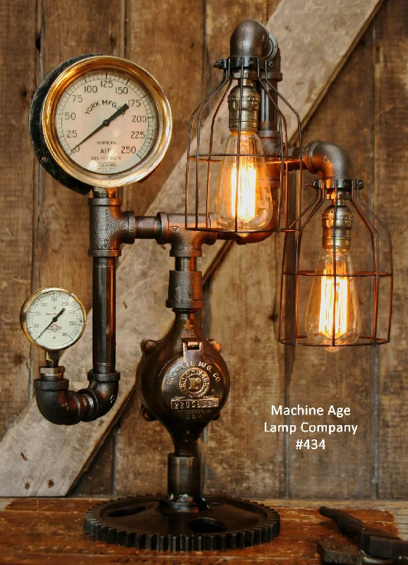 Waterproof Industrial Lighting for Wet AreasSteampunk Industrial, Steam Gauge Lamp, #434 - SOLD