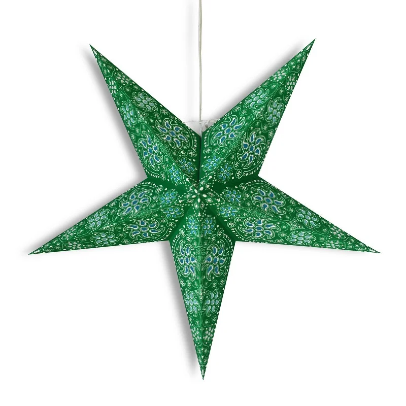 Edison globe light bulbs24" Green Winds Paper Star Lantern, Hanging Wedding & Party Decoration