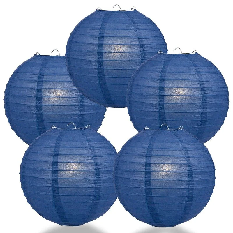 Oval shaped Edison light bulbs5-PACK 6" Navy Blue Round Paper Lantern, Even Ribbing, Chinese Hanging Wedding & Party Decoration