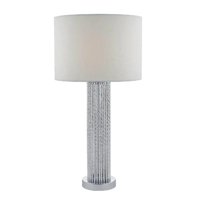 Track lighting for illuminating dining tablesLazio Table Lamp Silver C/W White Linen Shade