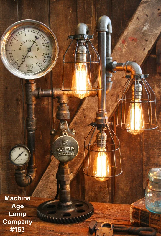 Industrial Lighting for Metal Fabrication ShopsSteampunk Lamp, Steam Gauge Industrial Light - #153 - SOLD