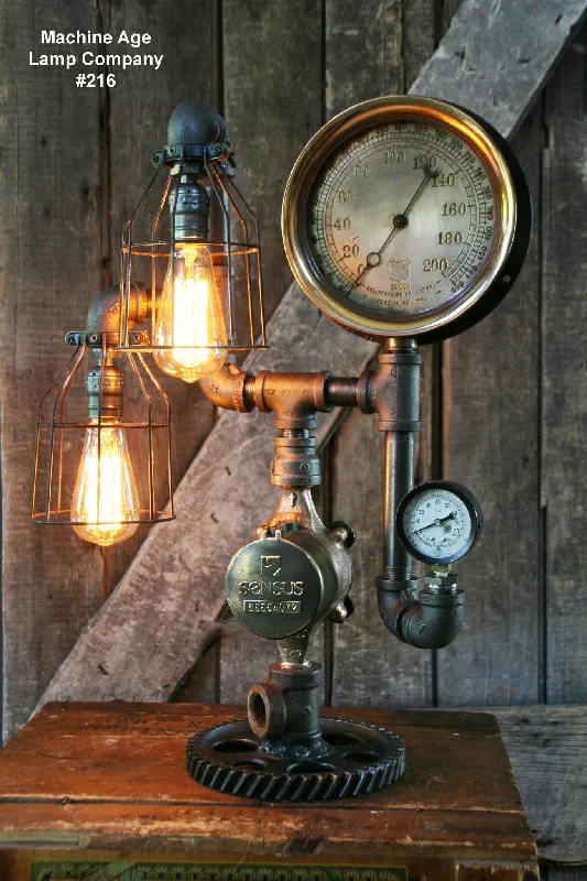 Industrial Area Lighting for Large Open SpacesSteampunk Lamp, Steam Gauge and Green Shade #216 - SOLD