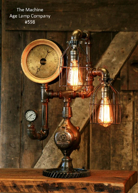 Durable Industrial Lighting for Harsh EnvironmentsSteampunk Industrial Steam Gauge, Gear Desk Lamp, #598 sold