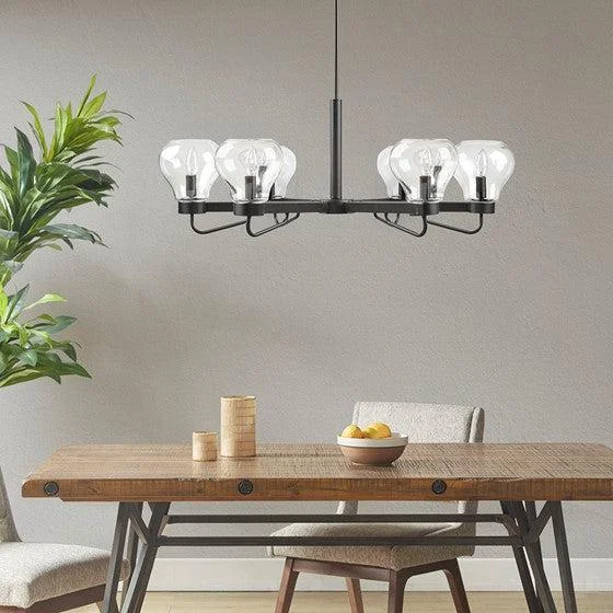 Edison light bulbs with a matte glass finishDevon Modern Chandelier with Bowl Shaped Shades