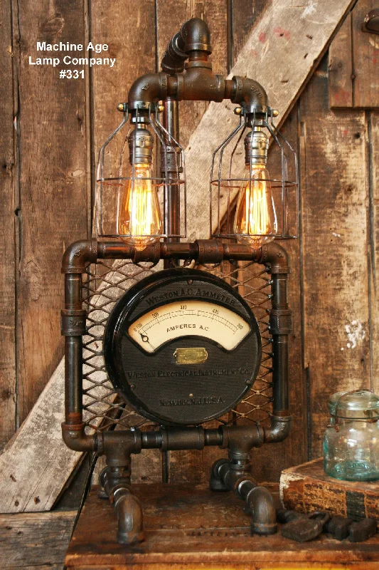 Industrial Lighting for Pharmaceutical ManufacturingSteampunk Industrial Lamp, Antique AC Meter #331 - SOLD