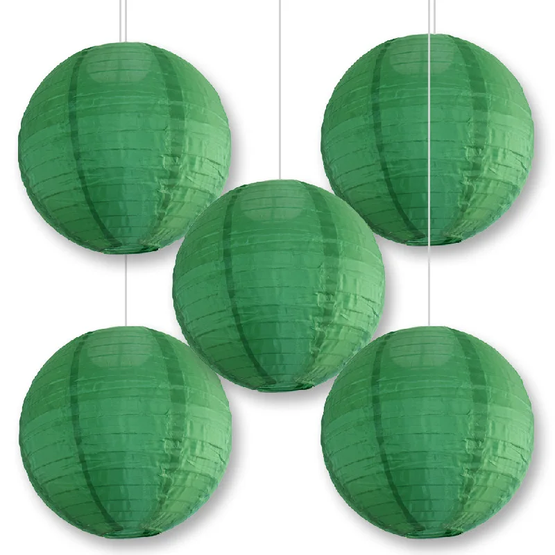 Soft white Edison light bulbs5-PACK 10" Emerald Green Shimmering Nylon Lantern, Even Ribbing, Durable, Hanging