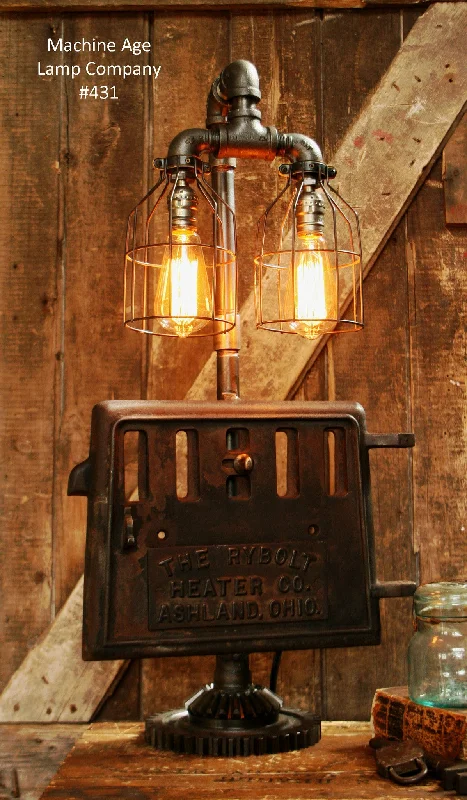 Corrosion - Resistant Industrial Lighting for Coastal FactoriesSteampunk Industrial, Antique Stove Door Lamp, #431 - SOLD