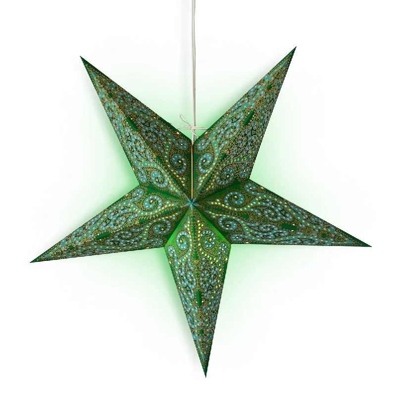 Edison light bulbs with copper bases24" Green Vines Paper Star Lantern, Hanging Wedding & Party Decoration