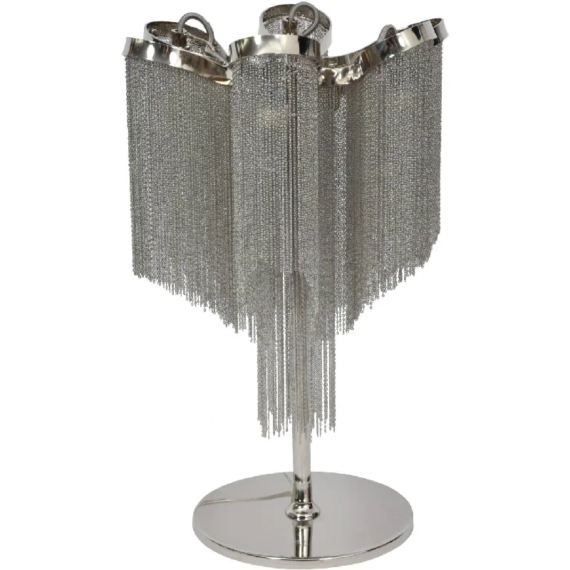 Industrial - style track lighting for loftsNiagara Silver Chain 4 Bulb Table lamp - Nickel Finish