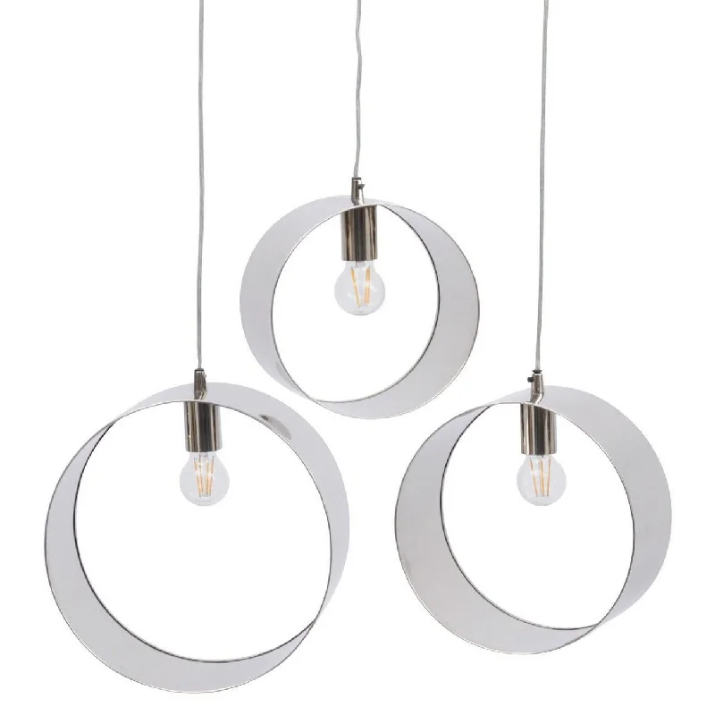 White track lighting for a clean lookAra Set Of 3 Ring Hanging Lights - Silver/Gold Finish