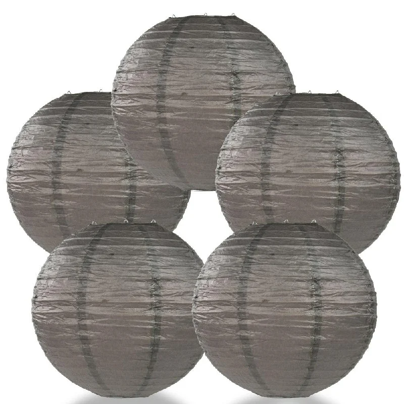 UL listed Edison light bulbs5-PACK 36" Driftwood Grey Jumbo Round Paper Lantern, Even Ribbing, Chinese Hanging Wedding & Party Decoration