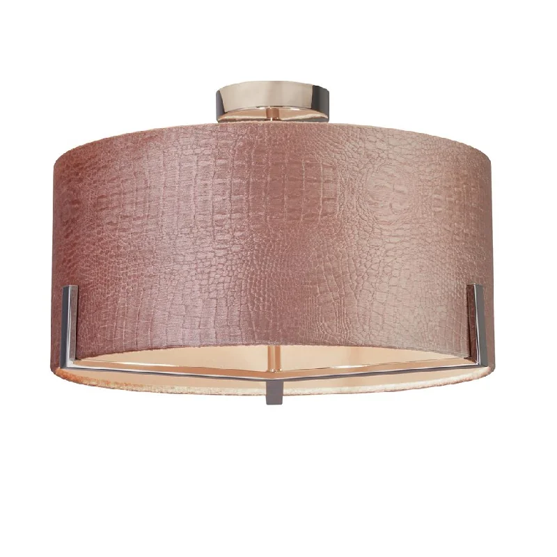 Track lighting with colored glass accentsHarley Blush Velvet Ceiling Fitting