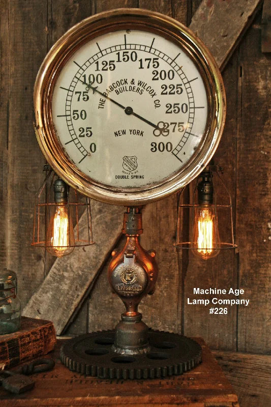 Durable Industrial Lighting for Harsh EnvironmentsSteampunk Industrial Lamp, Steam Gauge  #226 - SOLD