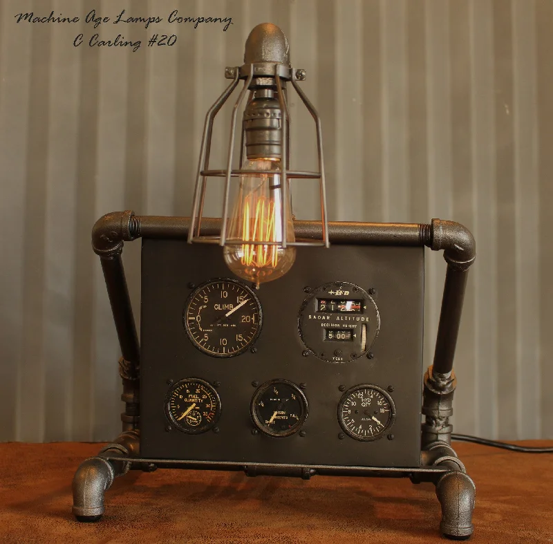 Industrial Lighting for Chemical PlantsSteampunk Lamp, Vintage Aviation Avionics instrument panel #CC20 - SOLD