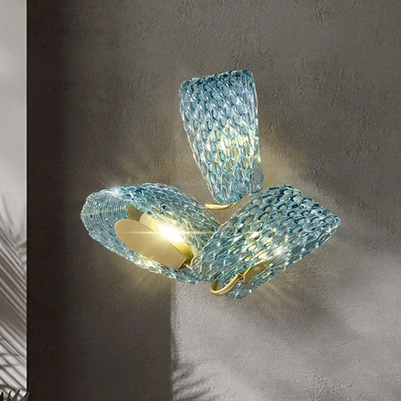 Decorative LED Edison light bulbs for weddingsBlue Ribbon Textured Glass & Gold LED Wall Lamp