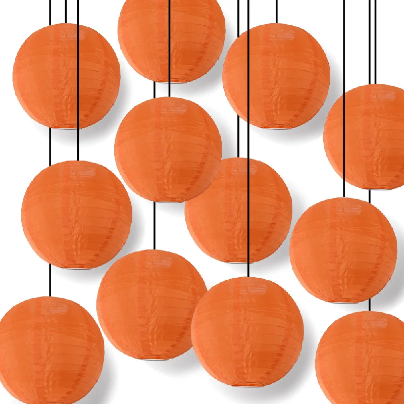 UL listed Edison light bulbsBULK PACK (12) 10" Orange Shimmering Nylon Lantern, Even Ribbing, Durable, Hanging