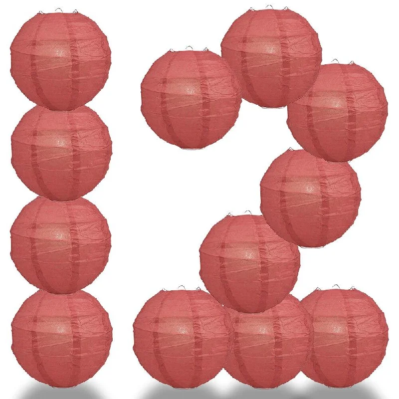 Frosted glass Edison light bulbsBULK PACK (12) 20" Marsala / Burgundy Wine Round Paper Lantern, Crisscross Ribbing, Chinese Hanging Wedding & Party Decoration