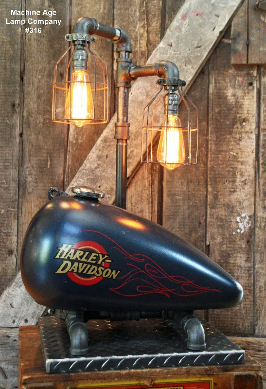 Industrial Wall - Mounted Lighting for Workshop WallsSteampunk Industrial Lamp, Vintage Harley Davidson Motorcycle Gas Tank #316 - SOLD